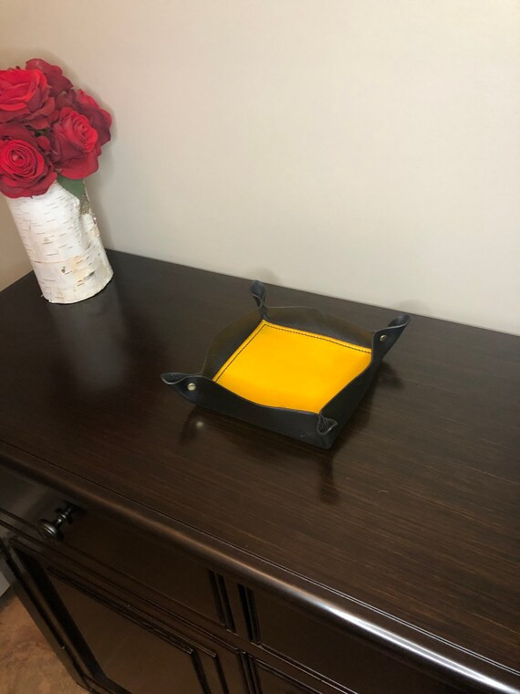 Premium Bridle Leather Valet Tray Organizer  Black and Yellow | Etsy | Etsy (US)