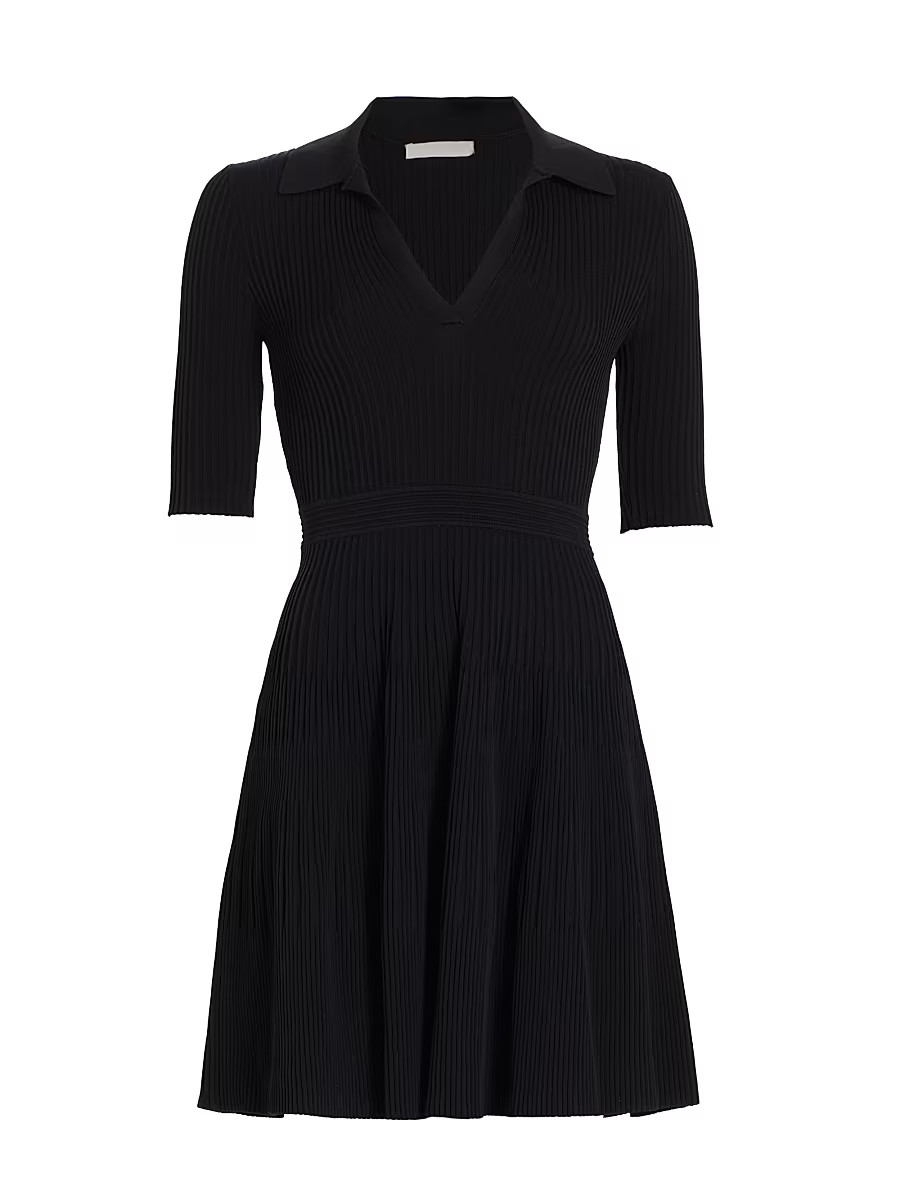Women's Patricia Rib-Knit Polo Dress - Black - Size Small | Saks Fifth Avenue