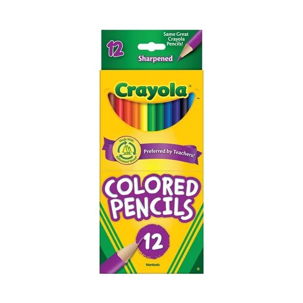 Crayola Colored Pencil Set, Assorted Colors, 12 Count, School Supplies, Beginner Child - Walmart.... | Walmart (US)