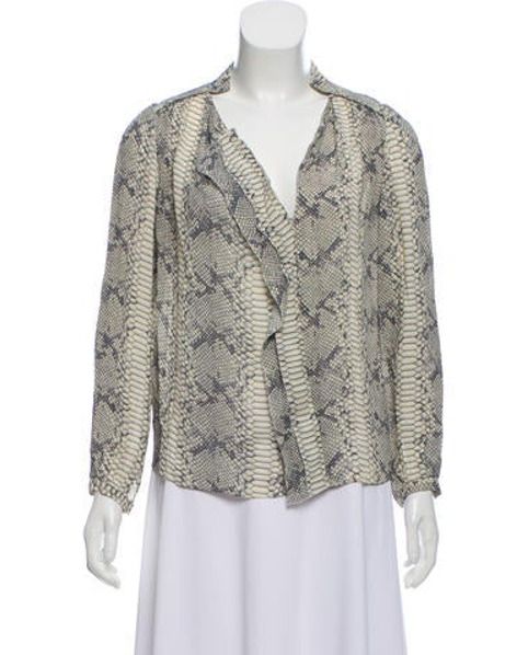 By Malene Birger Snakeskin Printed Blouse White | The RealReal