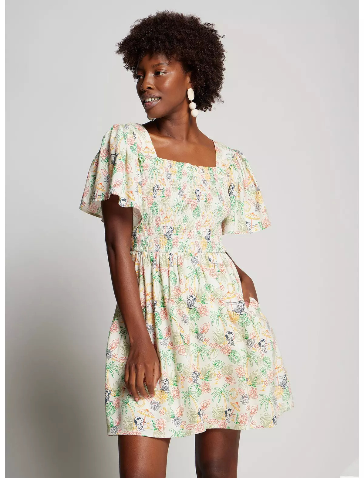 Peanuts Snoopy Tropical Allover Print Smock Dress - BoxLunch Exclusive | BoxLunch