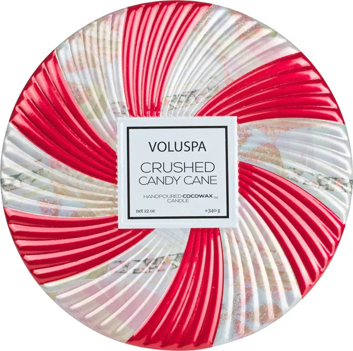 Voluspa Crushed Candy Cane 3-Wick Decorative Tin Candle | Nordstrom | Nordstrom