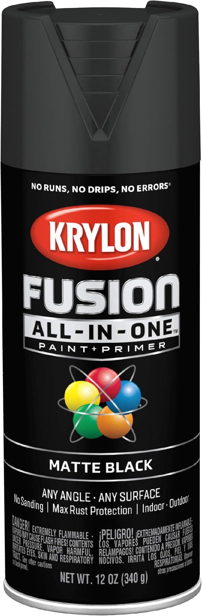 Krylon K02732007 Fusion All-In-One Spray Paint for Indoor/Outdoor Use, Matte Black | Amazon (US)
