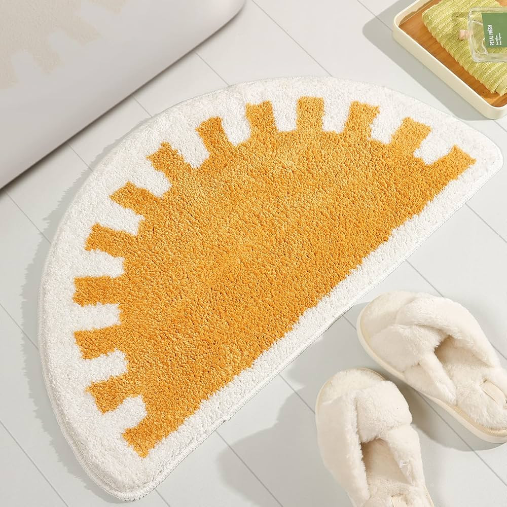 TRUEDAYS Bathroom Rugs Sun Bath Mat, Half Circle Cute Sunrise Bath Mat Soft and Fluffy, Water Abs... | Amazon (US)