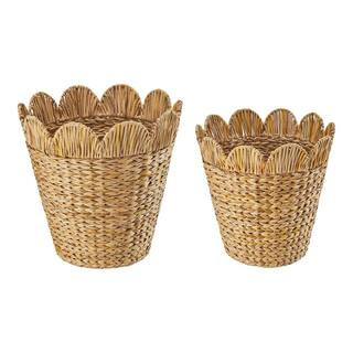 Scalloped Bulrush Storage Baskets (Set of 2) | The Home Depot