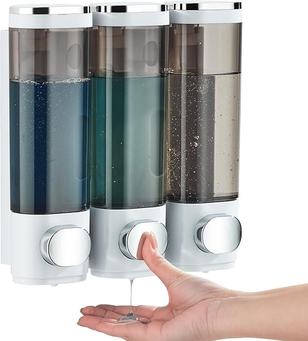 Shampoo and Conditioner Dispenser, Pollock Shower Soap Dispenser 3 Chamber No Drill, Wall Mounted... | Amazon (US)