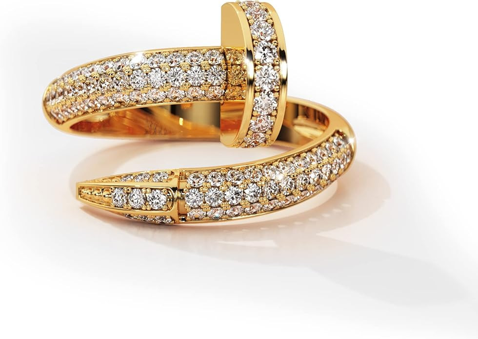 L & M Accessorize Nail Ring - 18K Yellow and White Gold Plated, 925 Sterling Silver | Amazon (US)