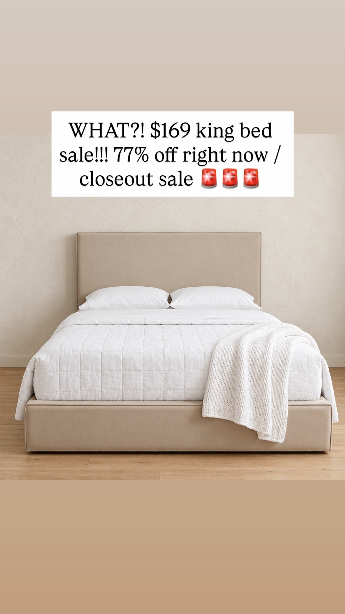 WHAT?! $169 king bed sale!!! 77% off right now / closeout sale 🚨🚨🚨