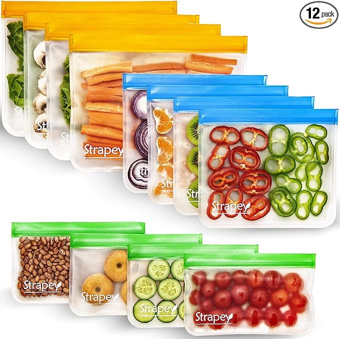[12 pack] Reusable Snack Bags keep Food Fresh, Easy Lunch Bags are Durable and Food Grade, Reusab... | Amazon (US)