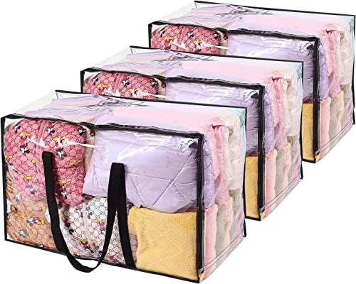 Vieshful 3 Pack Clear Storage Bags 110L Over-Sized Clothes Bags with Double Zippers Sturdy Handle... | Amazon (US)