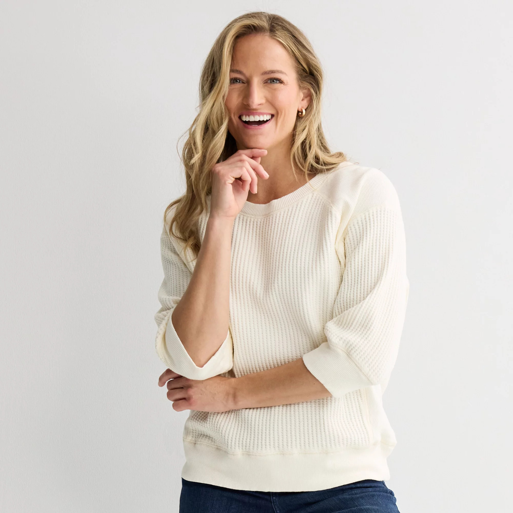 Women's Farmers Market Waffle Long Sleeve Top | Kohl's