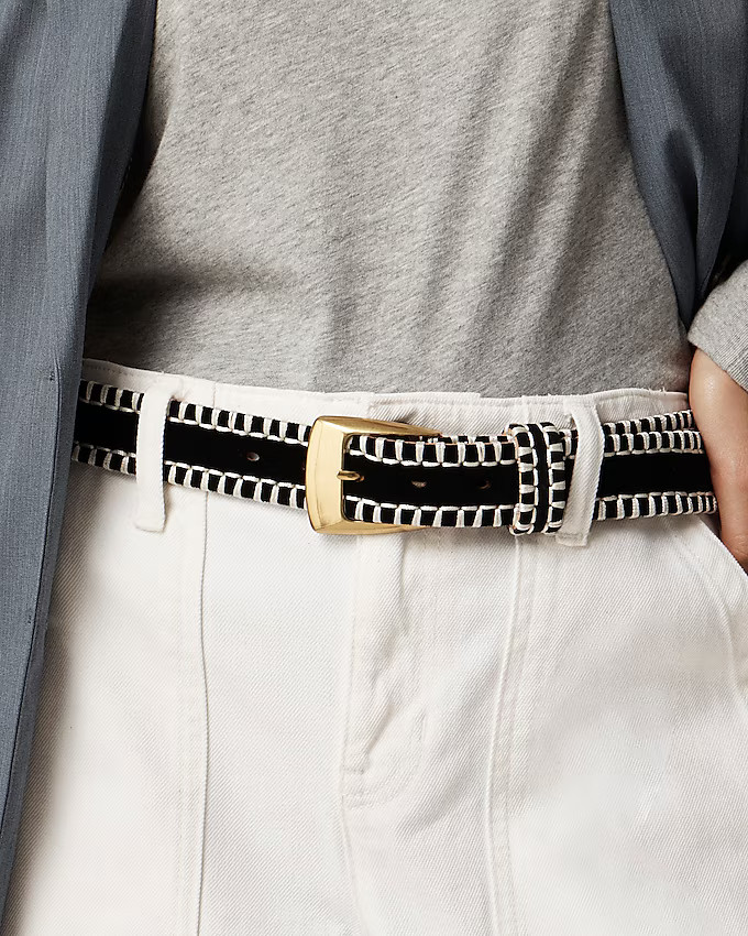 Blanket-stitch belt in suede | J. Crew US