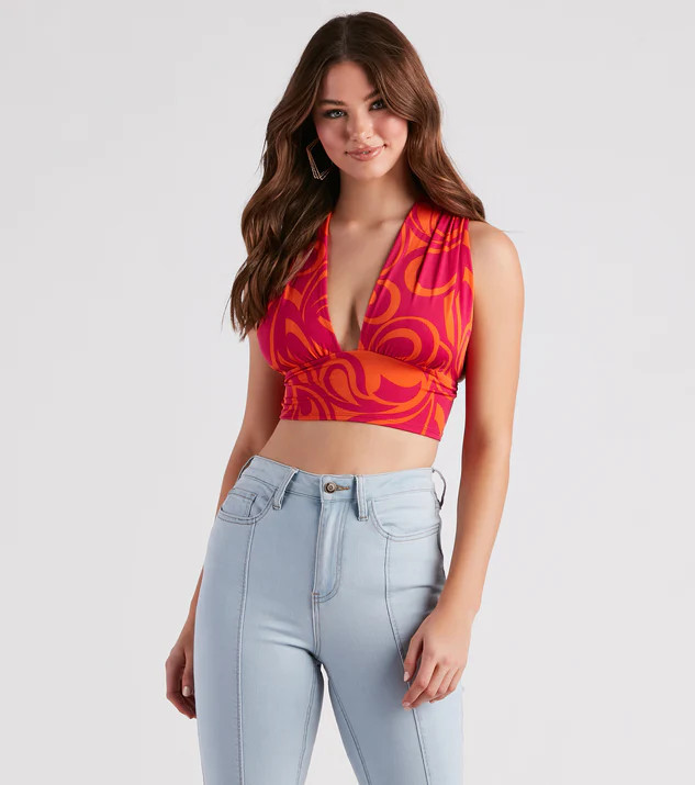 That 70s Chick Retro Print Crop Top | Windsor Stores