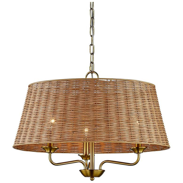 Forty West Jett 22x15.5" Metal and Rattan Pendant | Lamps Plus