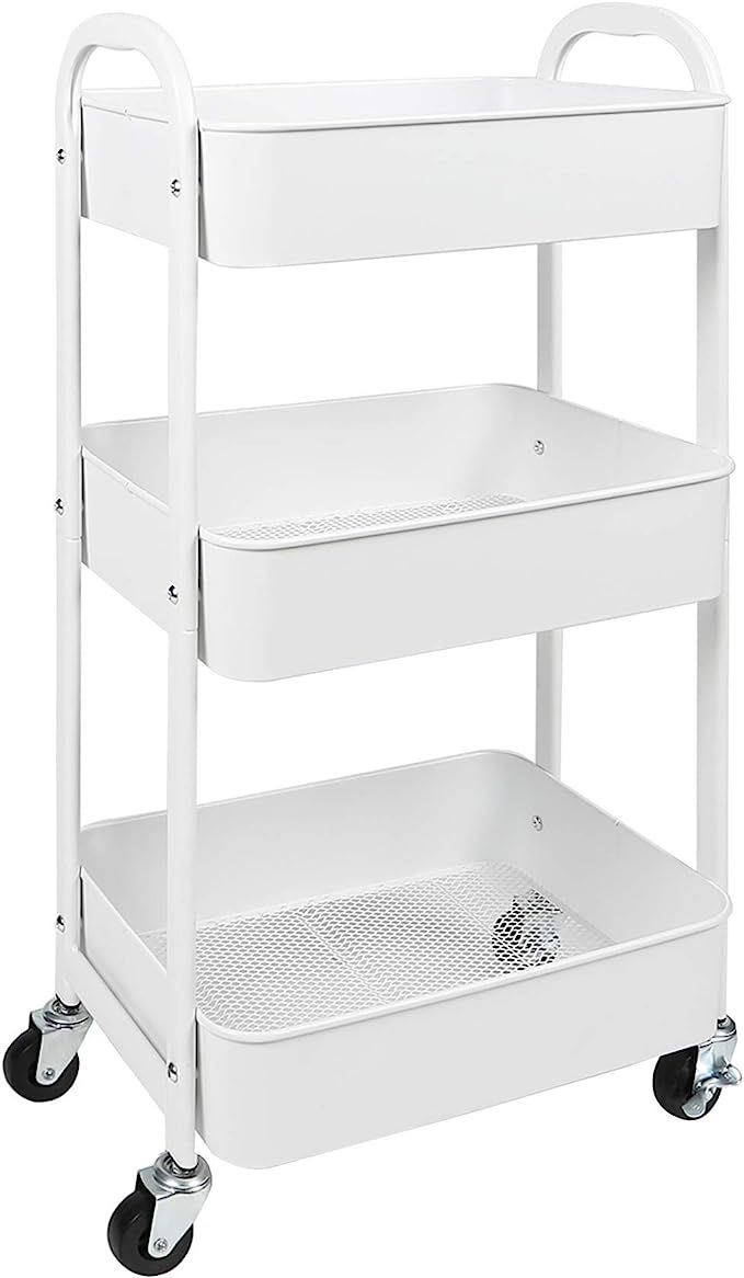 MAX Houser 3-Tier Rolling Utility Cart with Caster Wheels,Easy Assembly, for Kitchen, Bathroom (W... | Amazon (US)