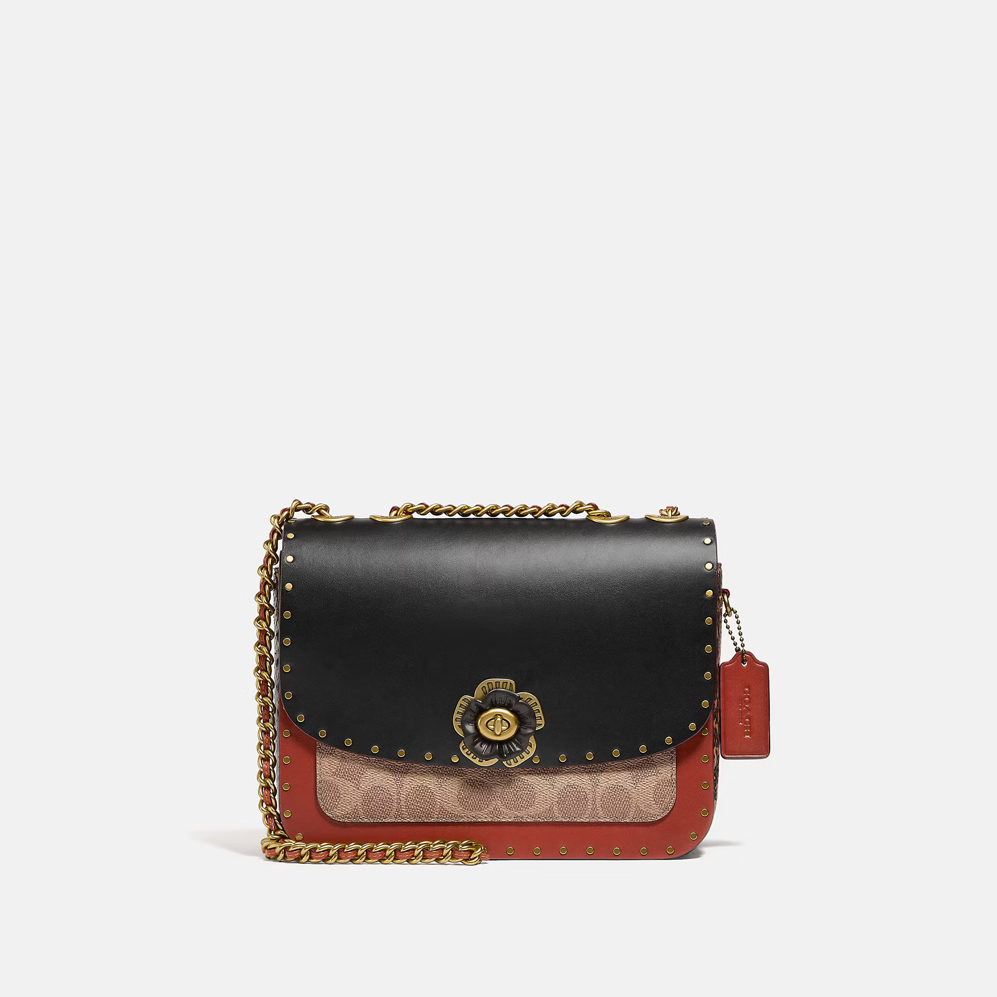 Madison Shoulder Bag In Signature Canvas With Rivets And Snakeskin Detail | Coach (US)