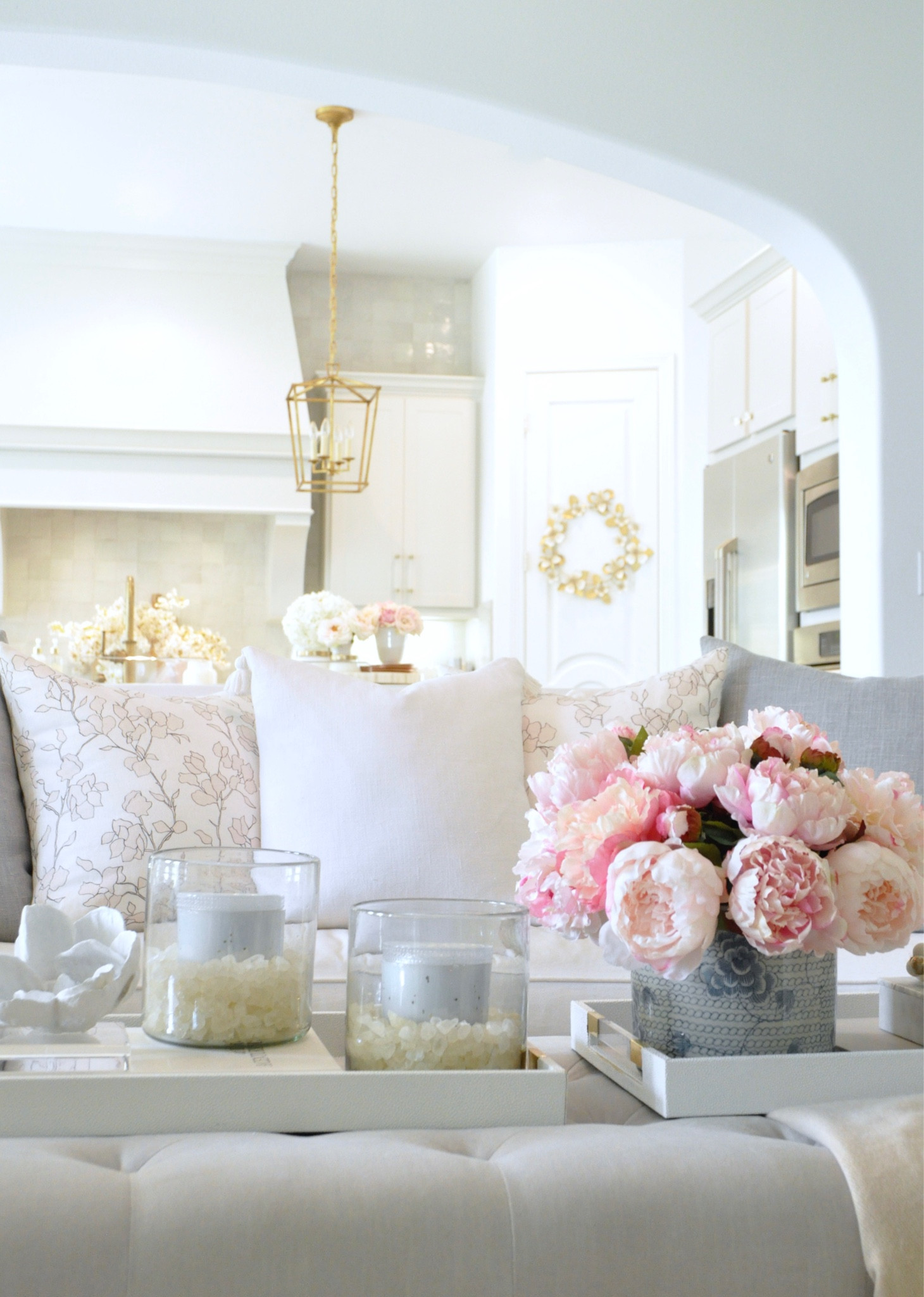 Planter, pot, home accessories, faux peonies
