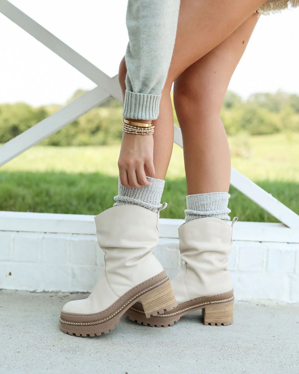 Mel Slouch Boot - Bone | cocolillys