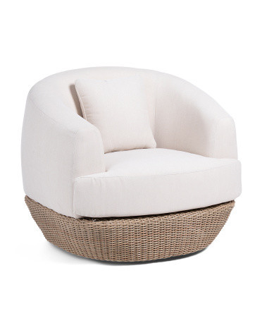 36X40.5 Outdoor Wicker Upholstered Swivel Chair | TJ Maxx