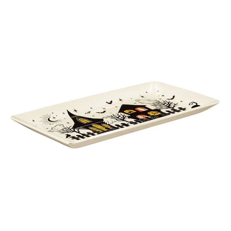 Halloween Earthenware Haunted House Serving Tray, 10.2 in x 7 in, by Way To Celebrate | Walmart (US)