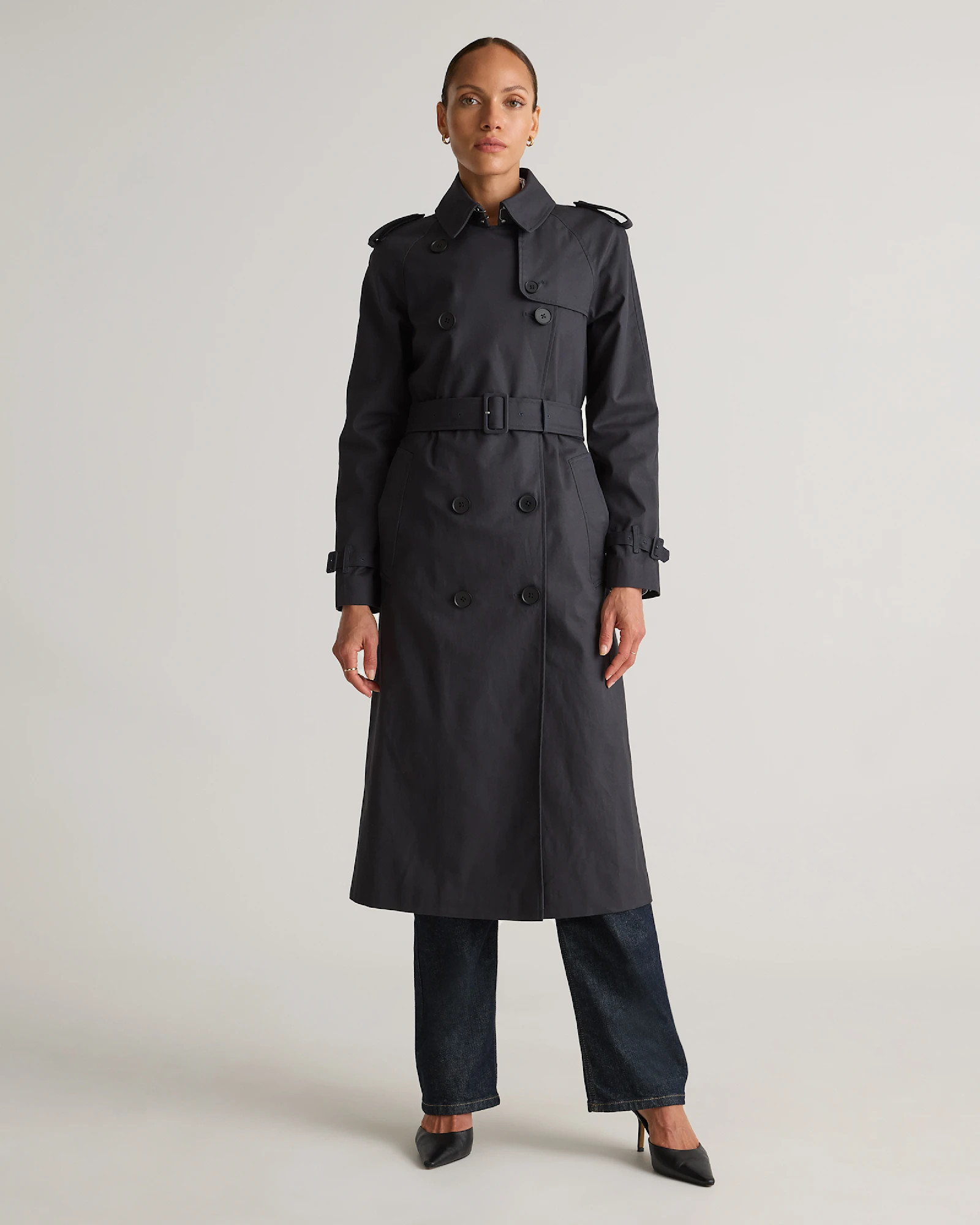 Comfort Stretch Long Trench Coat | Quince