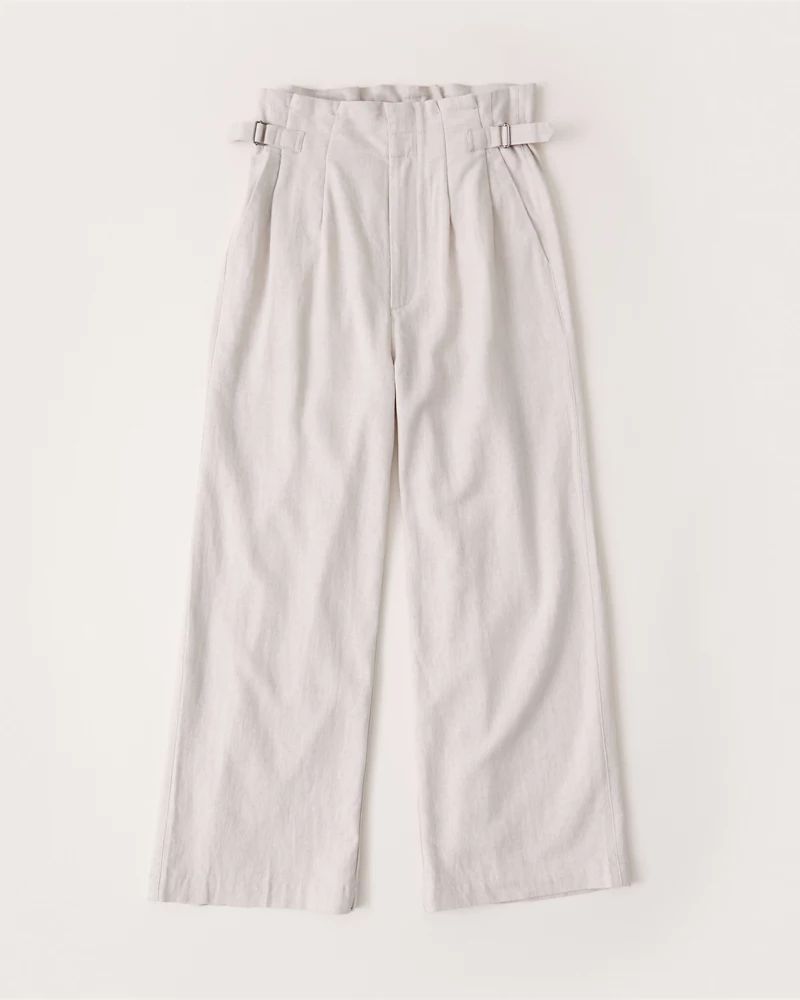 Linen-Blend Wide-Leg Cropped Pants | Abercrombie & Fitch US & UK