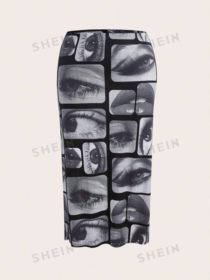 SHEIN ICON Plus Figure Graphic Skirt | SHEIN