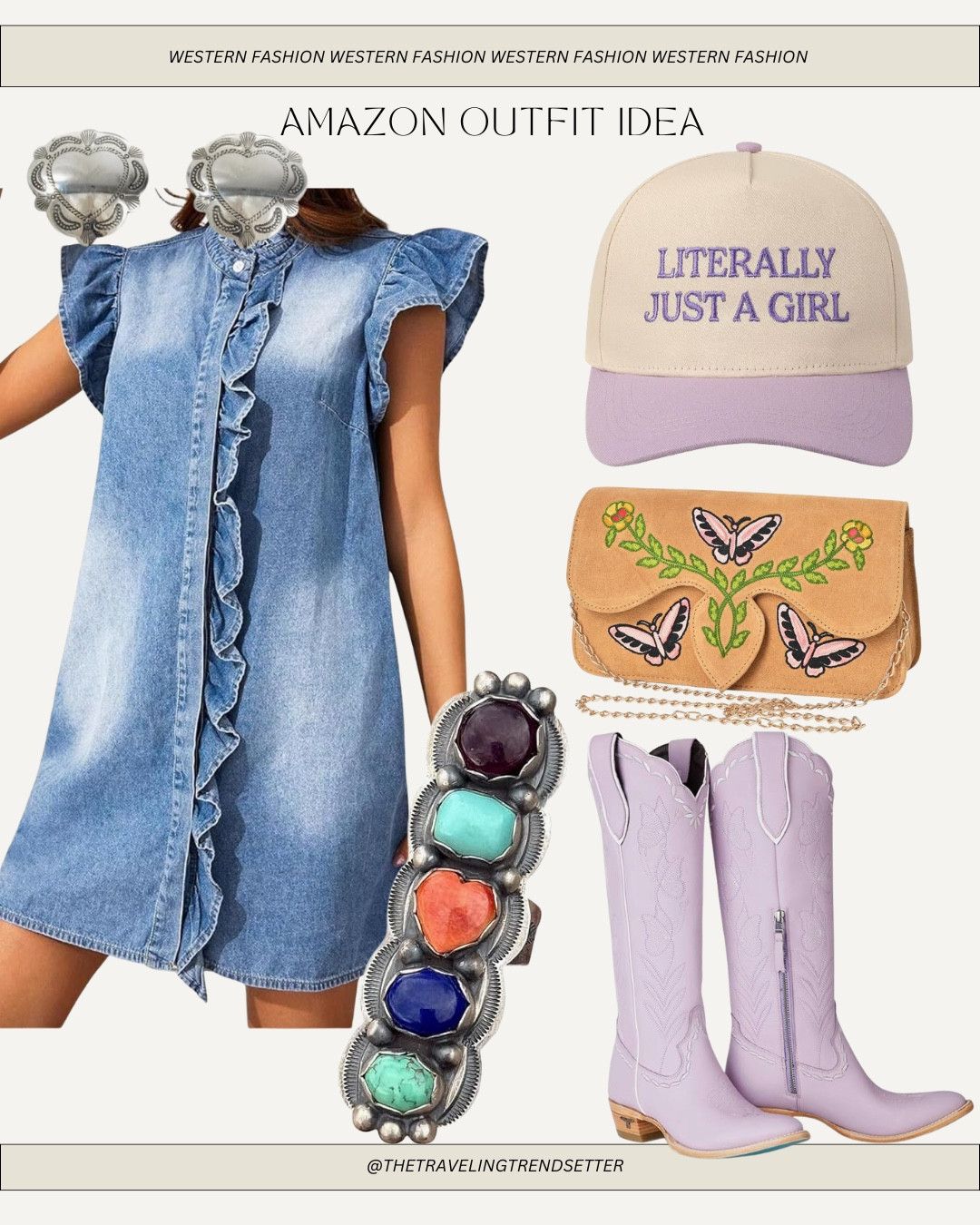 Amazon fashion outfit idea - western - spring - lavender cowgirl boots / lane boots - denim dress 

#LTKMothersDay #LTKootd #LTKFestival