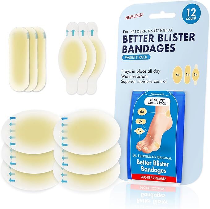 Dr. Frederick's Original Better Blister Bandages - 12 ct Variety - Waterproof Hydrocolloid Bandag... | Amazon (US)