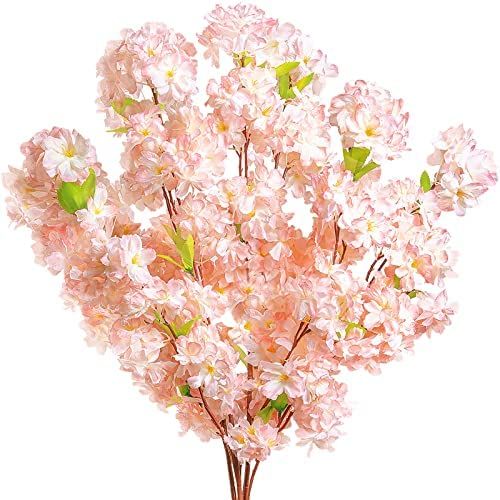 Tifuly 4 Pcs Artificial Cherry Blossom Stems,42.52 Inch Silk Cherry Blossom Branches Simulation Flow | Amazon (US)