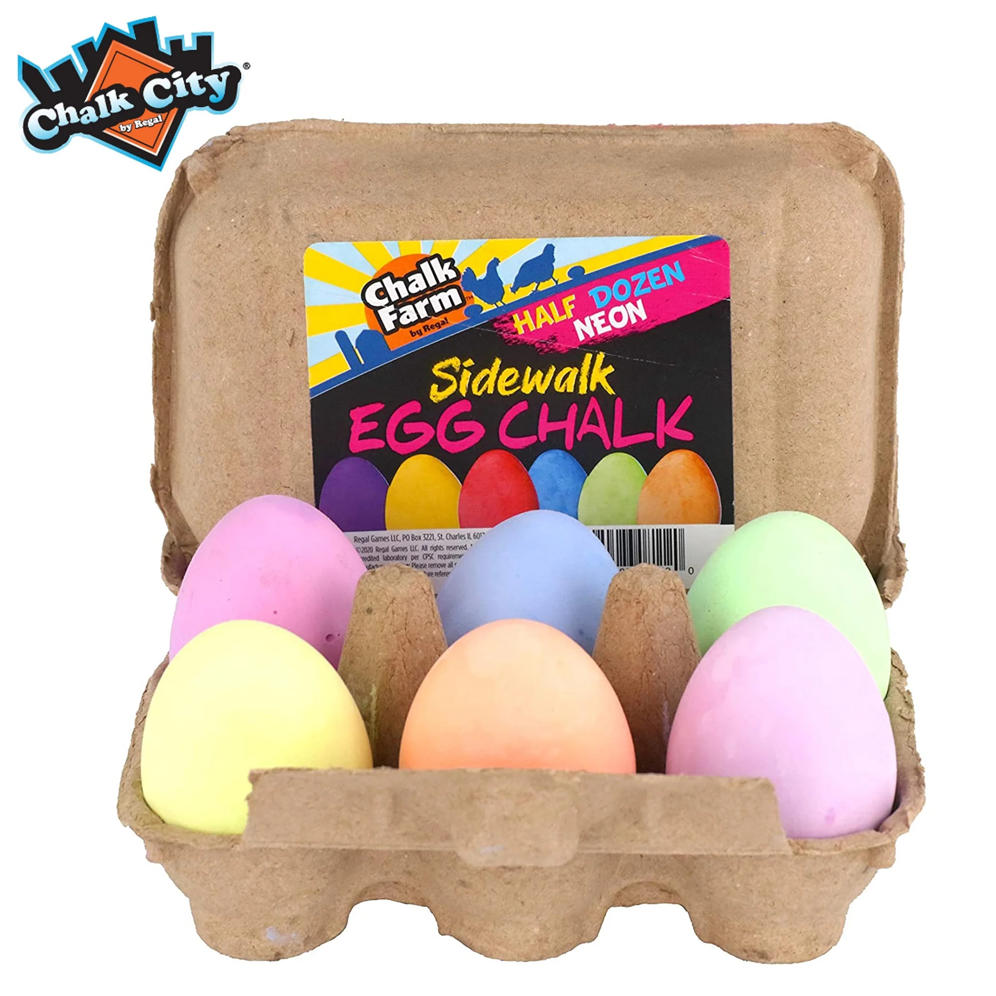 Chalk City Sidewalk Neon Egg Chalk, 6 Count Chalk, Assorted Colors, Non-Toxic, Washable, Art Set ... | Walmart (US)