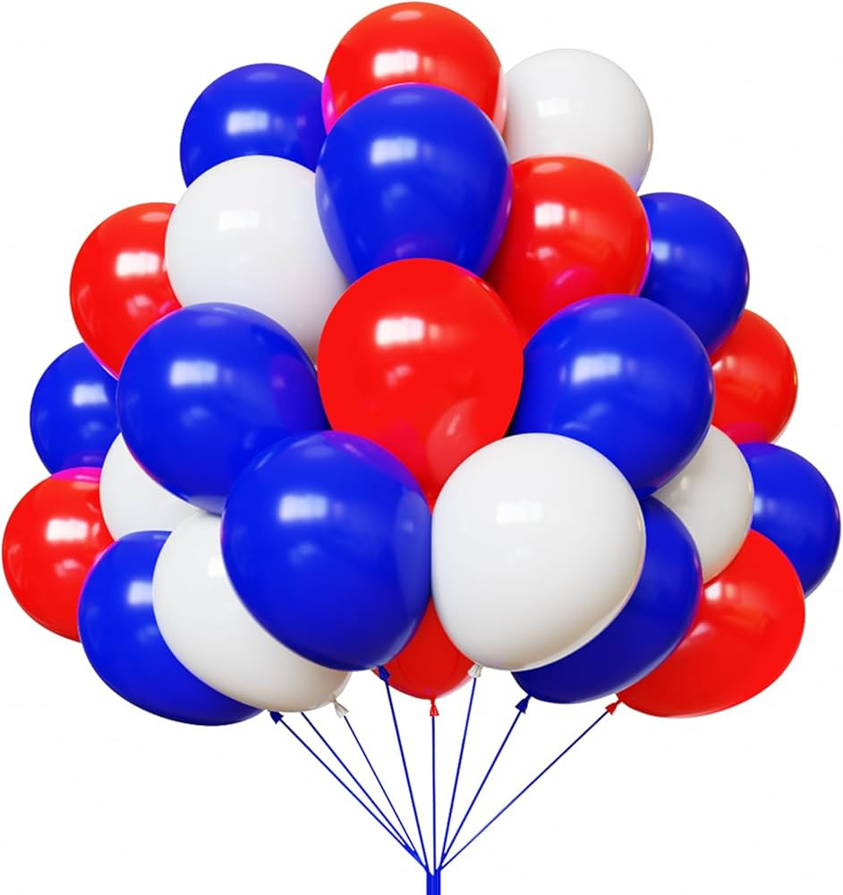YMSZ 67pcs 12 Inch Red, White, Blue Balloons, 4th of July, Birthday, Reunion Party, Anniversary D... | Amazon (US)