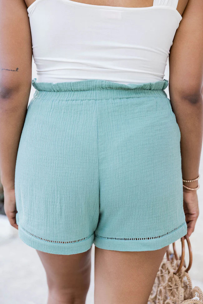 Take A Trip Green Gauze Paperbag Shorts FINAL SALE | Pink Lily