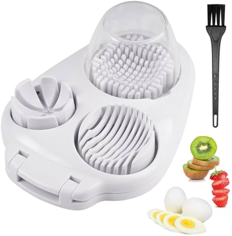 3 in 1 Egg Slicer for Hard Boiled Eggs with Cleaning Brush, Multipurpose 3-Way Cutter with 3 Slic... | Amazon (US)