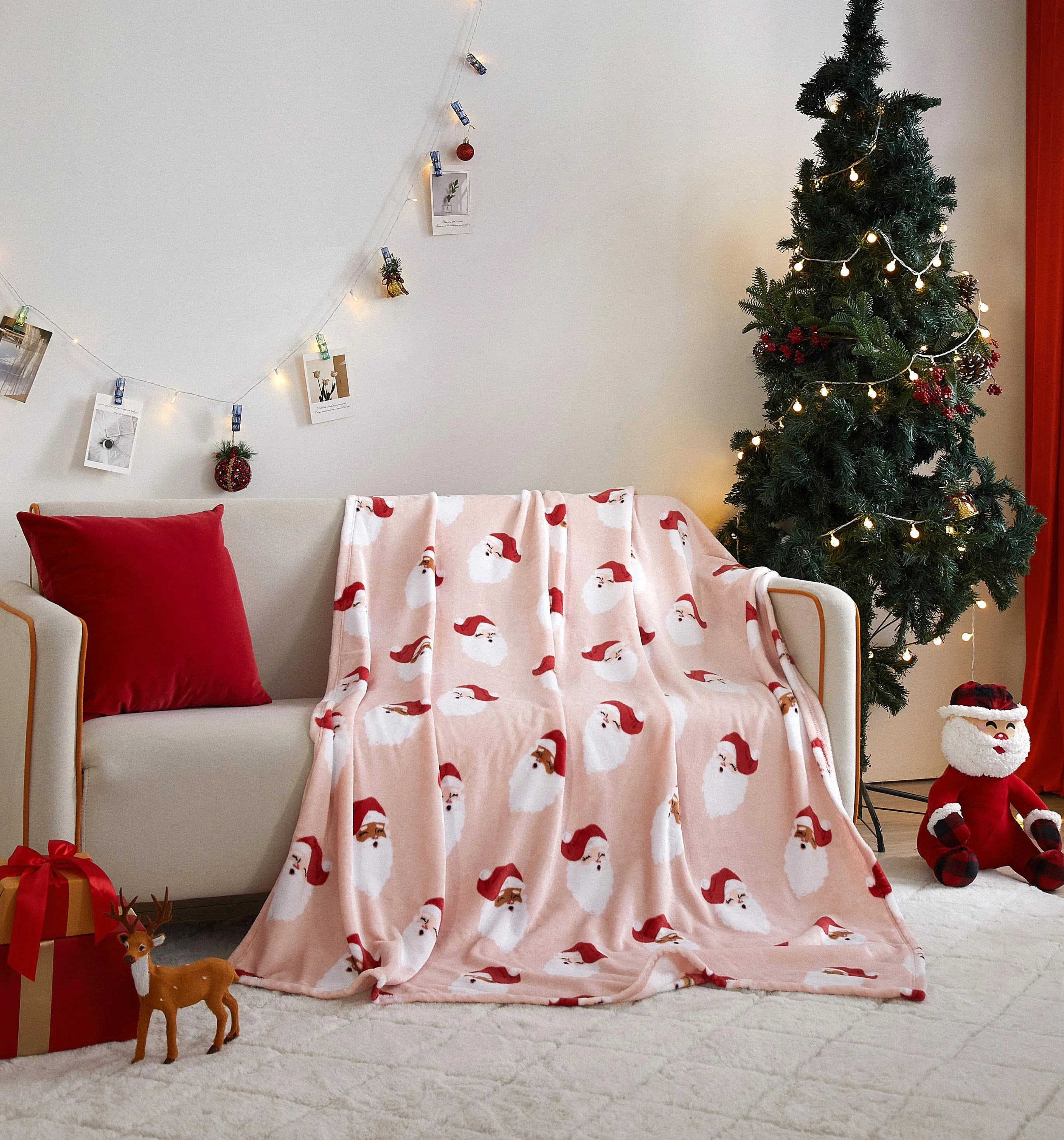 Holiday Time Cozy Christmas Plush Santa Throw Blanket, Standard Size, All Ages | Walmart (US)