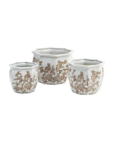 3pc Ceramic Floral Planters Set | Plants & Planters | Marshalls | Marshalls