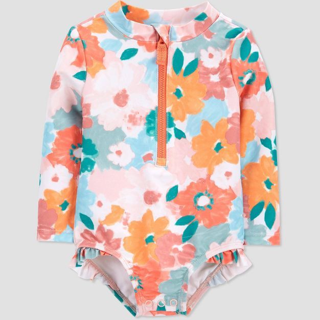 Baby Girls' Floral Print Long Sleeve One Piece Rash Guard - Just One You® made by carter's | Target