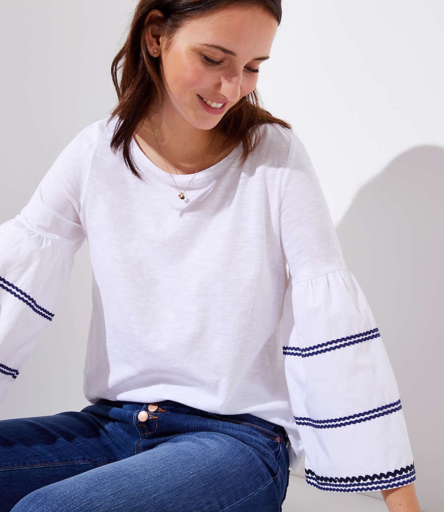 Zig Zag Bell Sleeve Tee | LOFT
