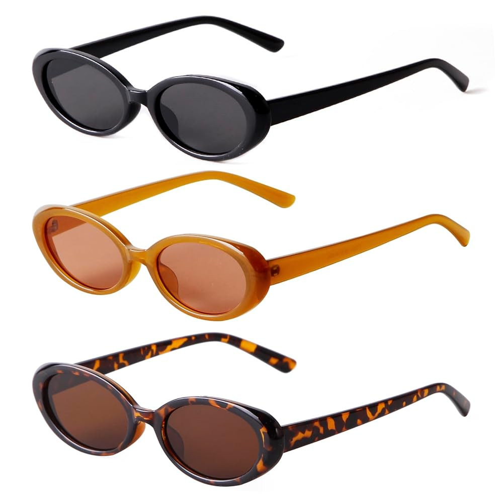 90s Sunglasses for Women Men Retro Small Oval Sunglasses | Amazon (US)