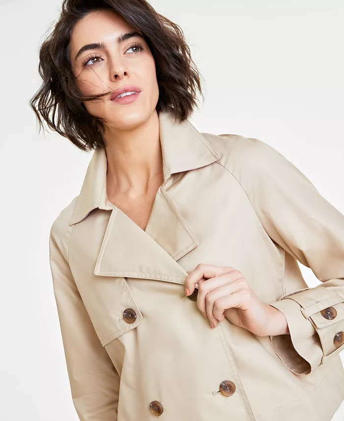 On 34th Women's Solid Short Double-Breasted Trench Coat, Created for Macy's - Macy's | Macy's