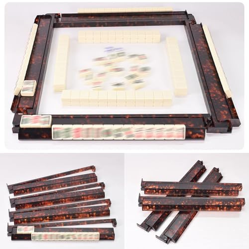 Tortoise Mahjong Racks & Pusher 4PCS Set, Tortoise Shell Acrylic Mahjong Rack Set with Fully Detachable Magnetic Pushers, Tortoise Shell Mahjong Racks, 17.5 Inch Extended Length (Tortoise) | Amazon (US)
