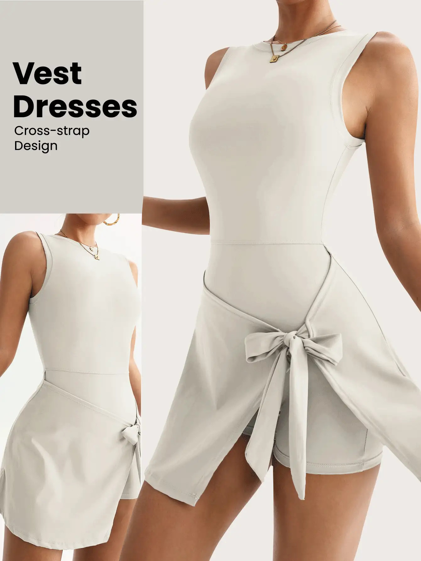 FWH The 2 In 1 Anti-Exposure Casual Elegant Golf Tennis Dress, Sleeveless Everyday Basic New Styl... | SHEIN