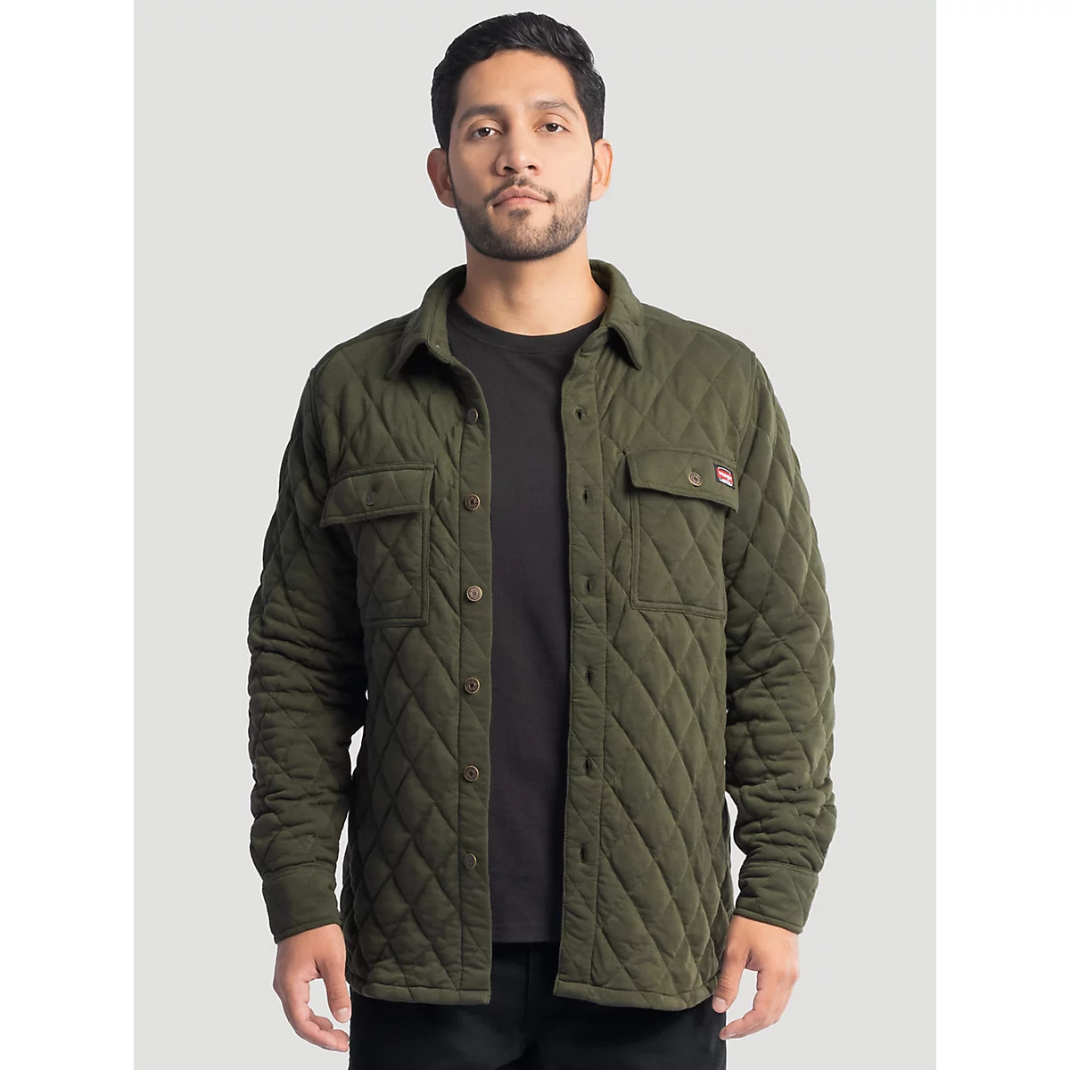 Men's Workwear Diamond Quilted Shacket in Grape Leaf Green | Wrangler