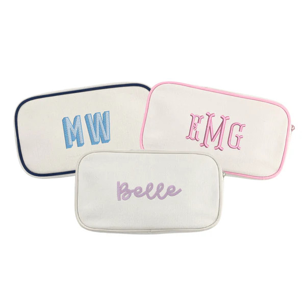 Embroidered Large Canvas Pouch | Sprinkled With Pink