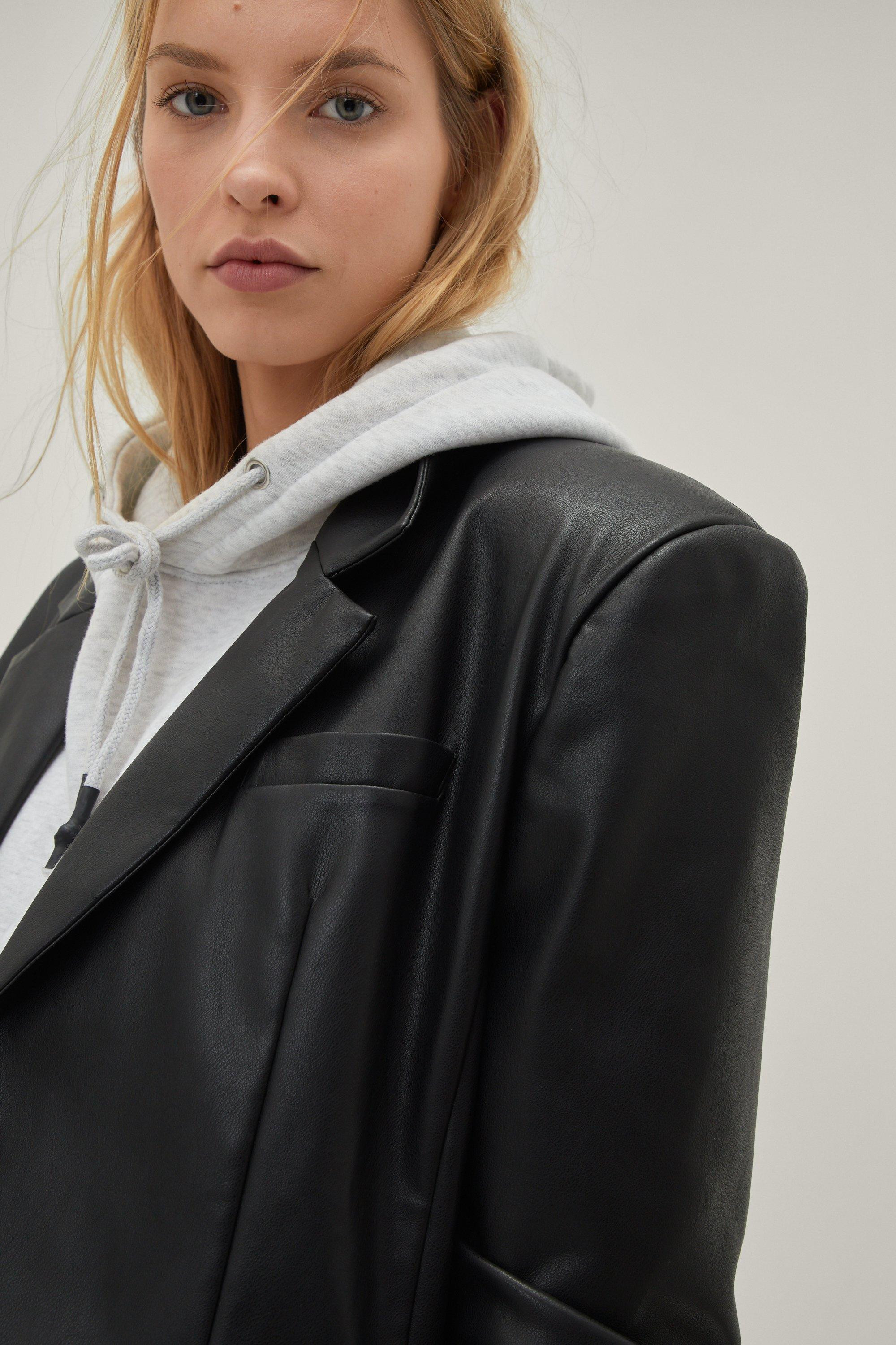 Faux Leather Oversized Suit Blazer | Nasty Gal (US)