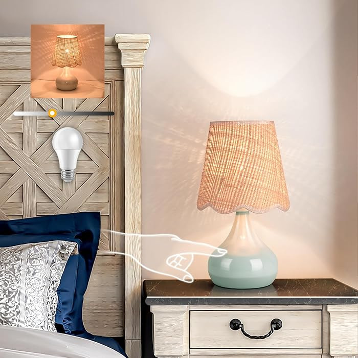 Blue Small Touch Control Table Lamp for Bedroom, Blue Bedside Lamps for Nightstand,Cute Mini Smal... | Amazon (US)