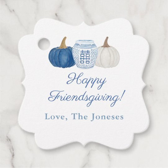 Watercolor Blue White Pumpkins Fall Bridal Shower Favor Tags | Zazzle