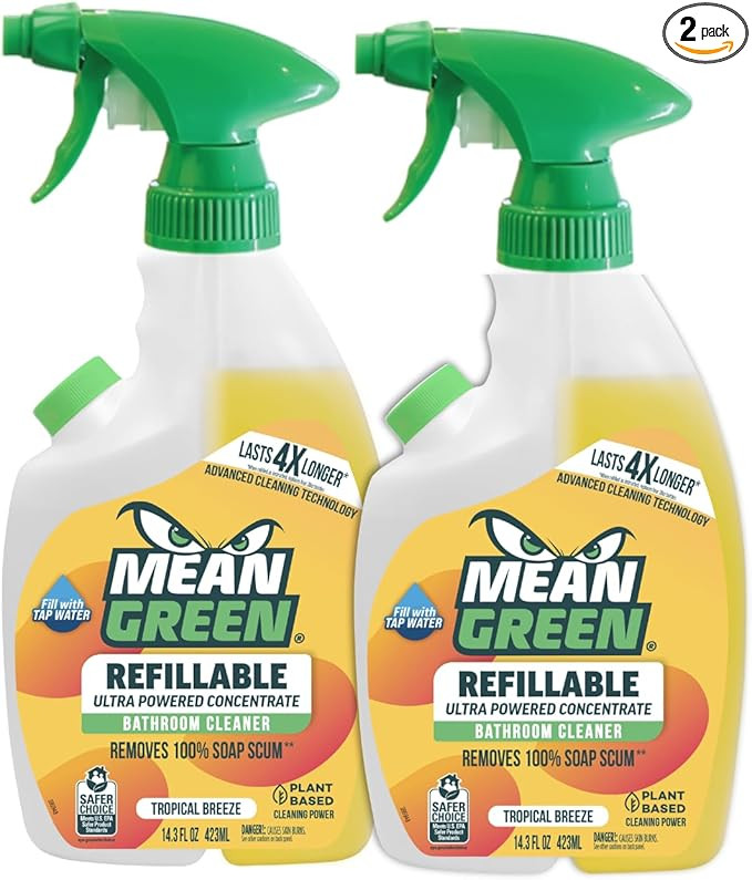 Mean Green Refillable Ultra Powered Bathroom Cleaner Concentrate, Tropical Breeze, 14.3 fl oz (2-... | Amazon (US)