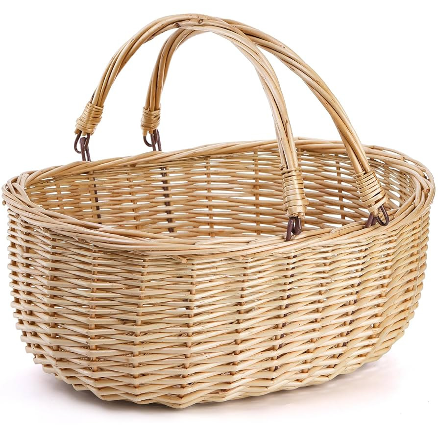 Dicunoy Wicker Picnic Basket with Handle, Large Empty Gift Basket to Fill, Open Top Market Harves... | Amazon (US)