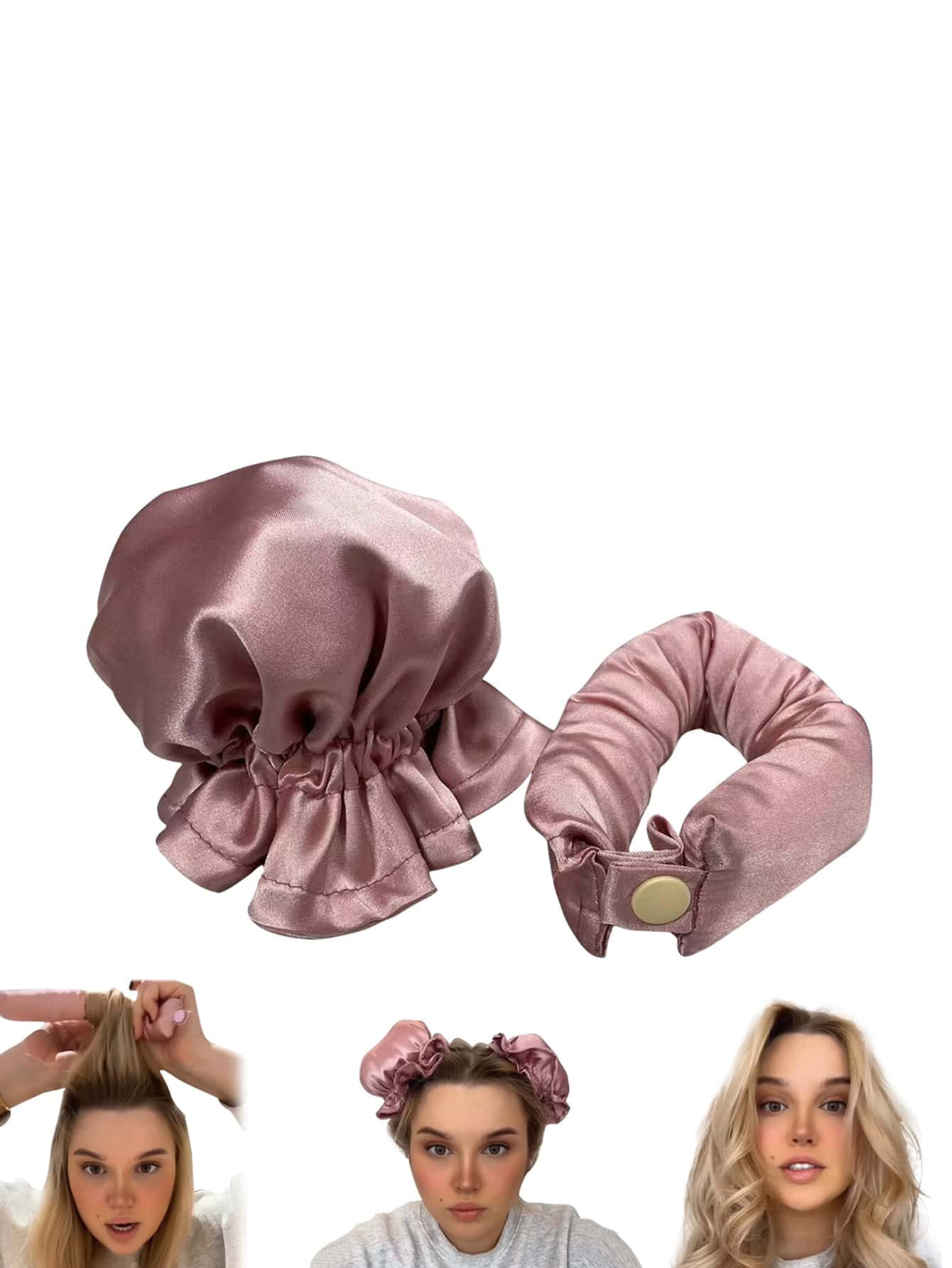 2pcs/set New No Heat Hair Curler With Curling Cover, Lazy Sleep Hair Styler, Lotus Root Powder | SHEIN